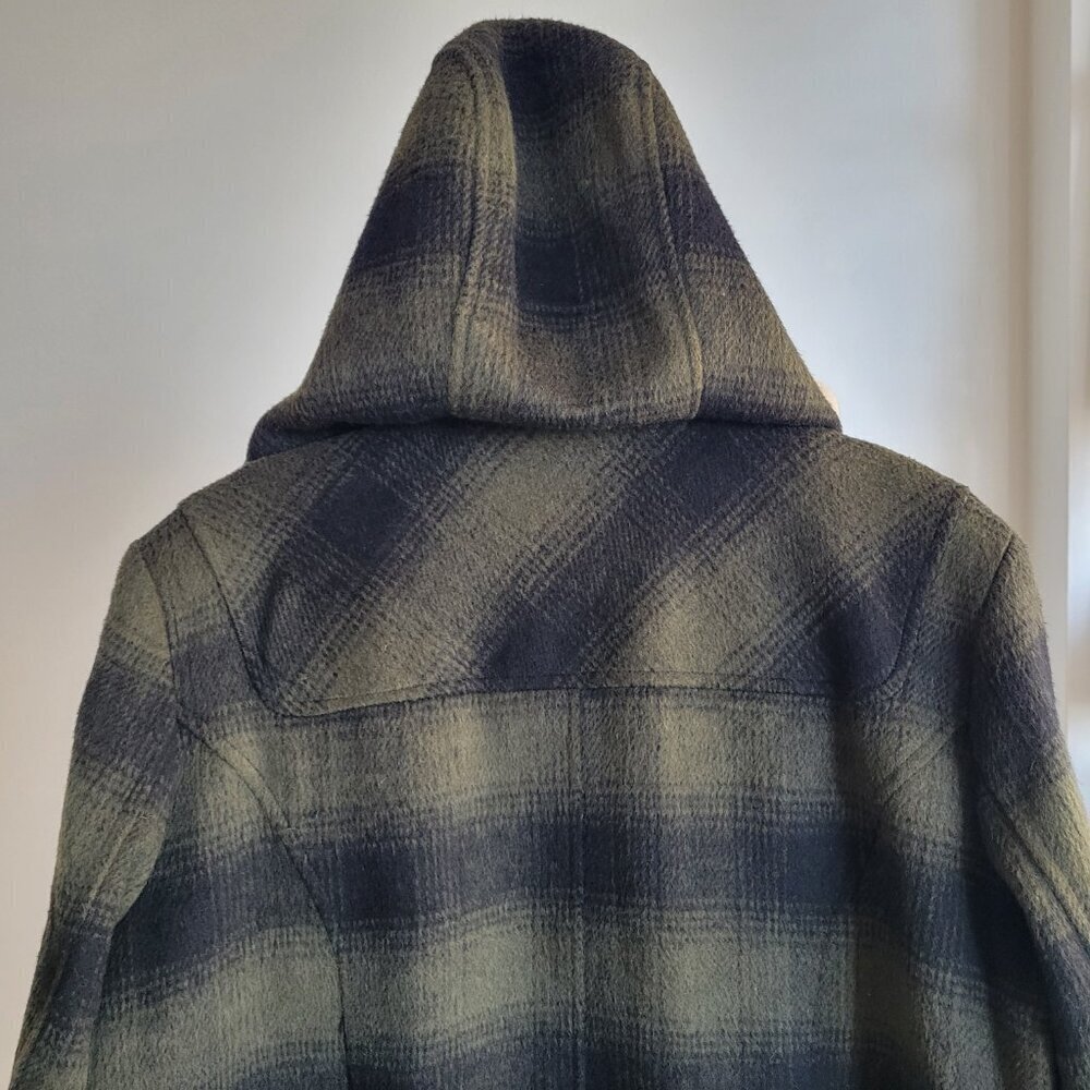 LAST CALL -Weatherproof Green Plaid Vegan Leather Mid Length Coat (Size: L) - Picture 5 of 16